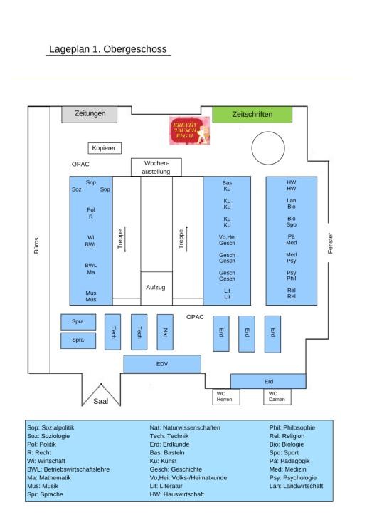 Lageplan Bibliothek erstes Obergeschoss