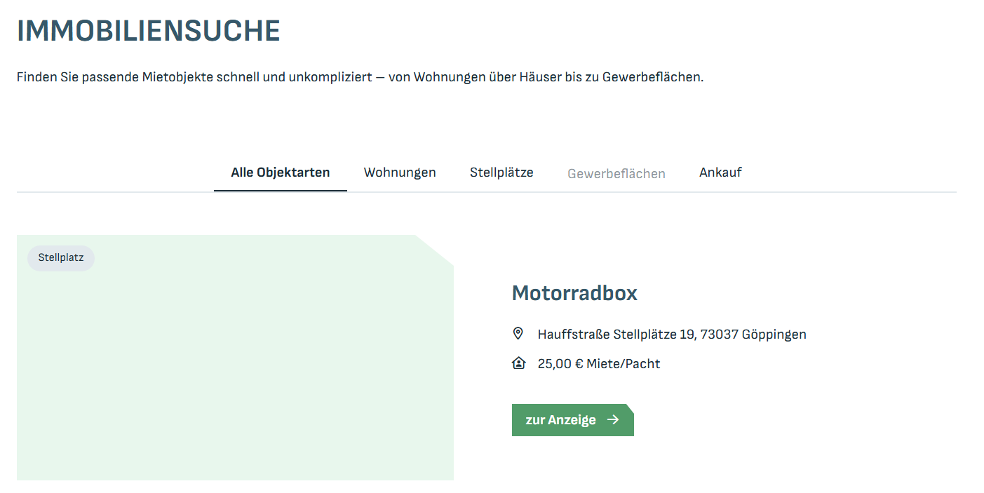 Bild von einer Anzeige in der Immobiliensuche