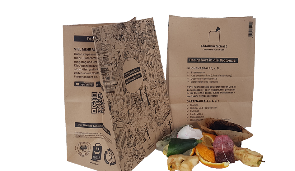 Bio-Papiertüten mit Küchenabfällen