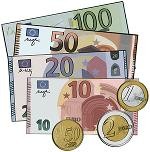 Euro Scheine und Münzen