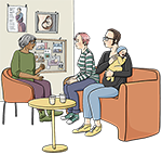 Beratungstermin bei einer Hebamme mit Baby