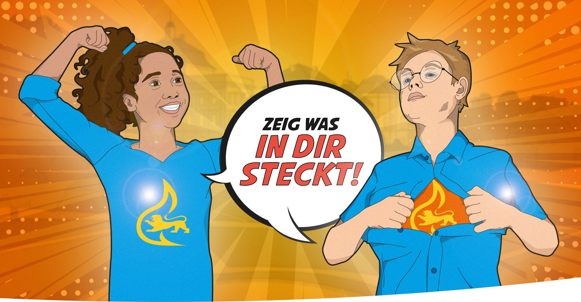 Mädchen und Junge fühlen sich wie Superhelden bei der Jugendfeuerwehr