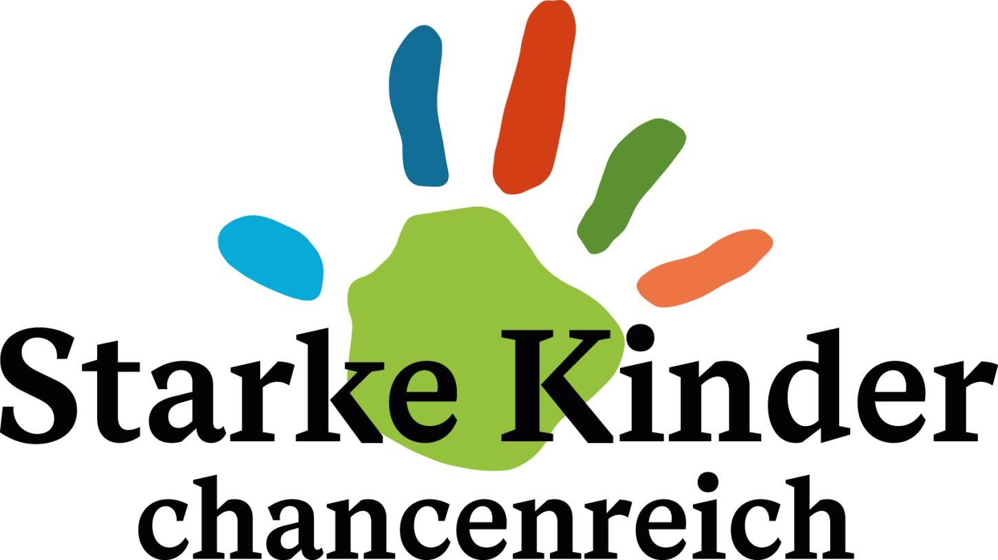 Präventionsnetzwerke gegen Kinderarmut in Baden-Württemberg Logo von „Starke Kinder – chancenreich“ mit bunter Handabdruck-Grafik und Schriftzug darunter. ChatGPT fragen