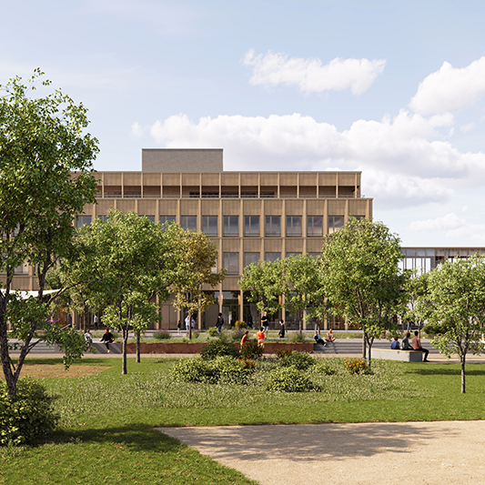 Frontansicht Visualisierung Bildungszentrum West Ludwigsburg