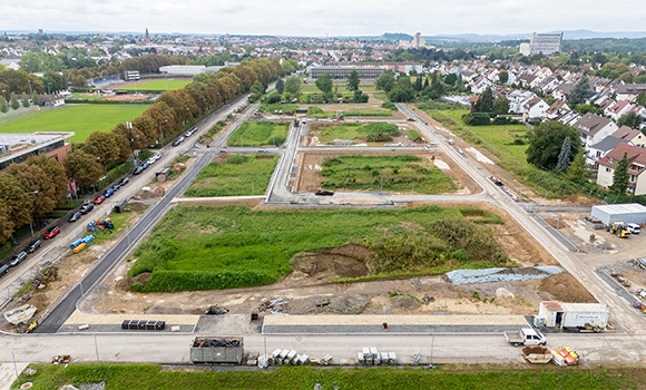 Luftbild des Neubaugebiets Fuchshof.