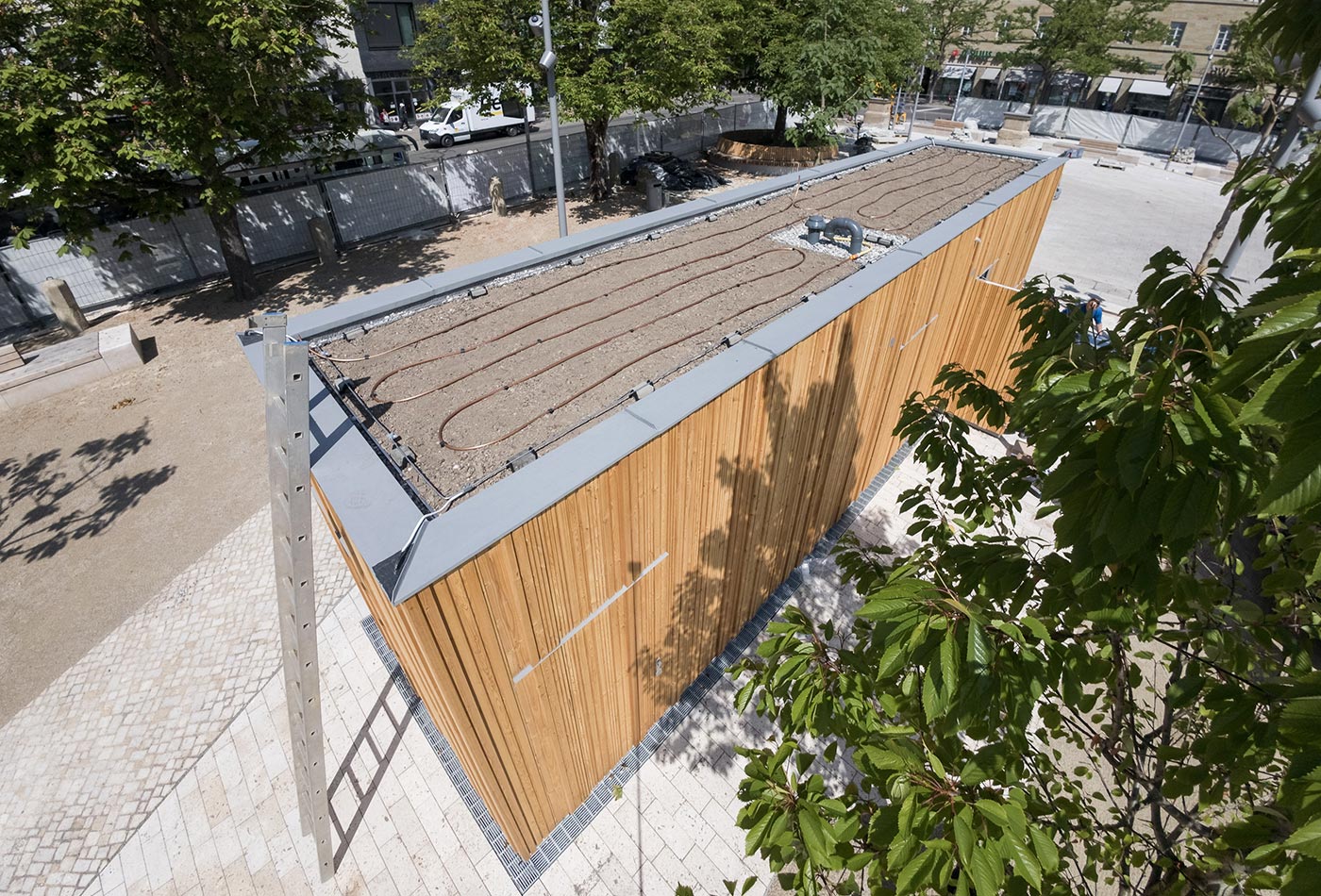 Bewässerungsanlage auf dem Pavillon