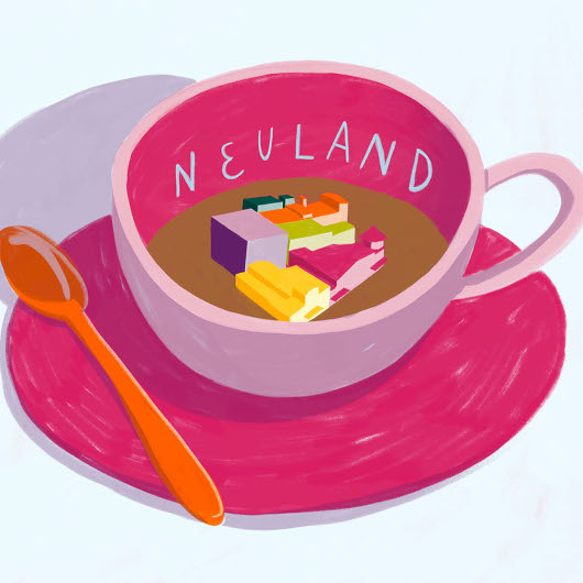 Die Illustration von Studio Malta zeigt ein Industrieareal in einer Kaffeetasse.