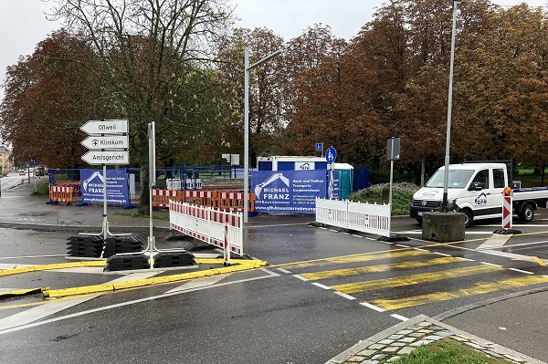 Sternkreuzung, abgesperrter Bereich der alten Unterführung, die zur Befüllung vorbereitet wird.