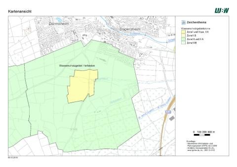 Wasserschutzgebiet Harlanden Übersichtskarte mit dem Wasserschutzgebiet Harlanden