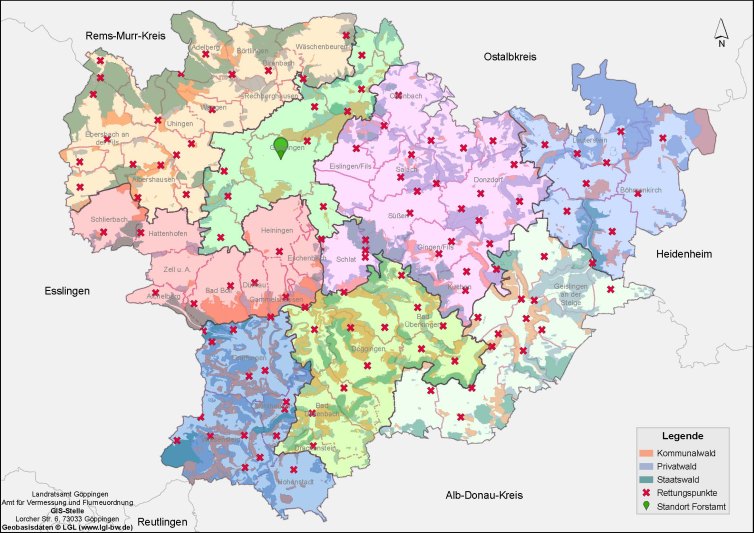 Link zur interaktiven Forstrevierkarte seit 07.08.2025