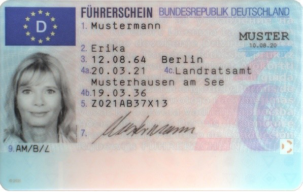 Muster EU-F&uuml;hrerschein Vorderseite