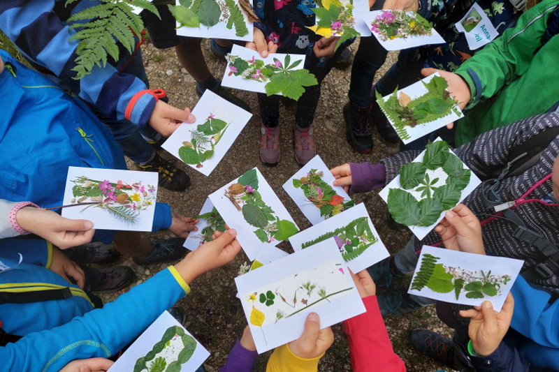 Kinder zeigen ihre Waldpostkarten (Quelle: Forstamt G&ouml;ppingen)