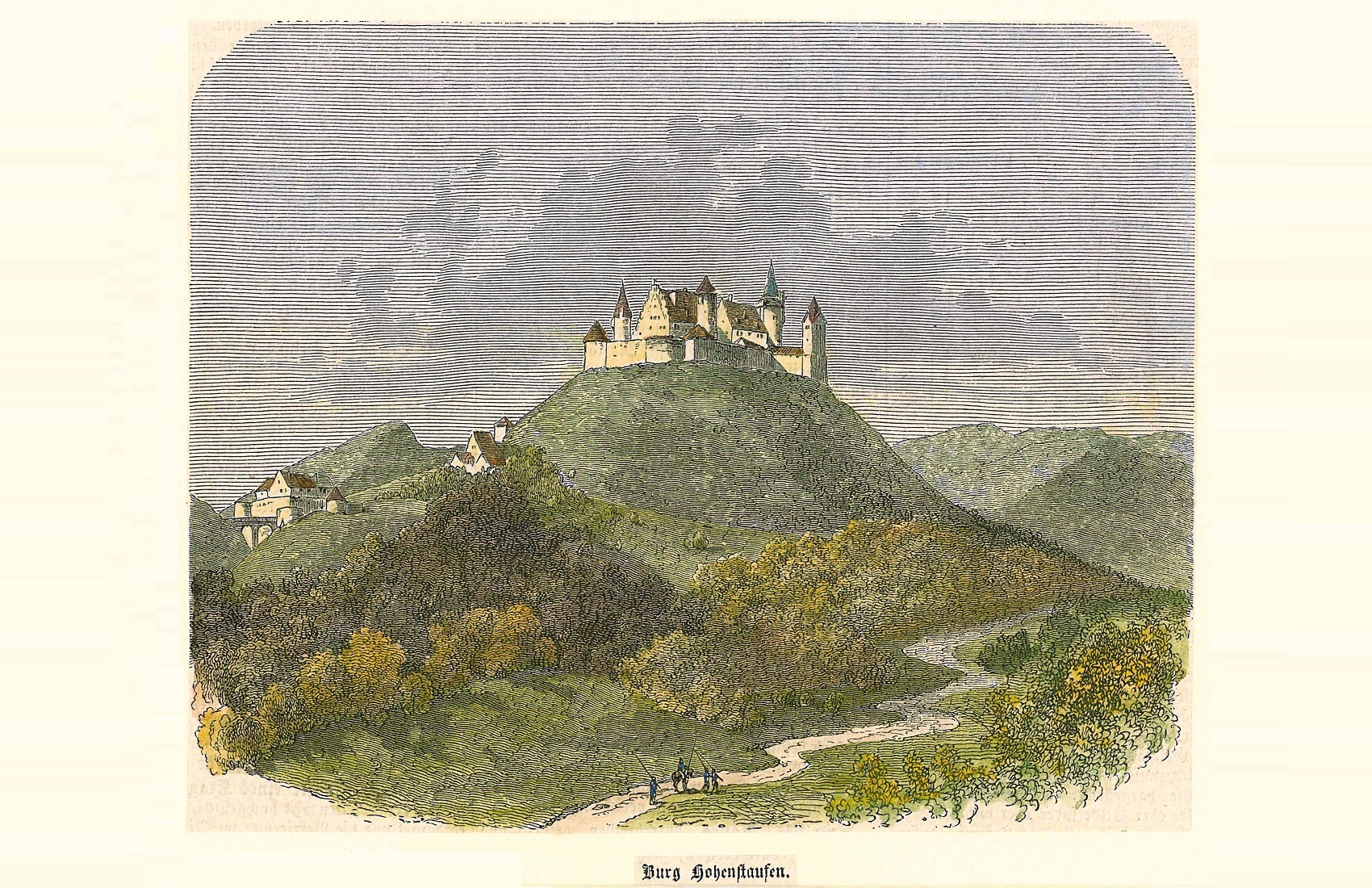 Kolorierte Lithographie der "Burg Hohenstaufen" (um 1880) Kolorierte Lithographie der "Burg Hohenstaufen" (um 1880)
