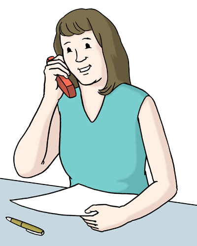 Eine Frau telefoniert.