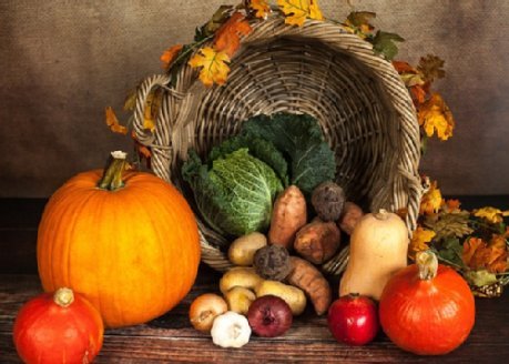 Flechtkorb mit Herbstgem&uuml;se 