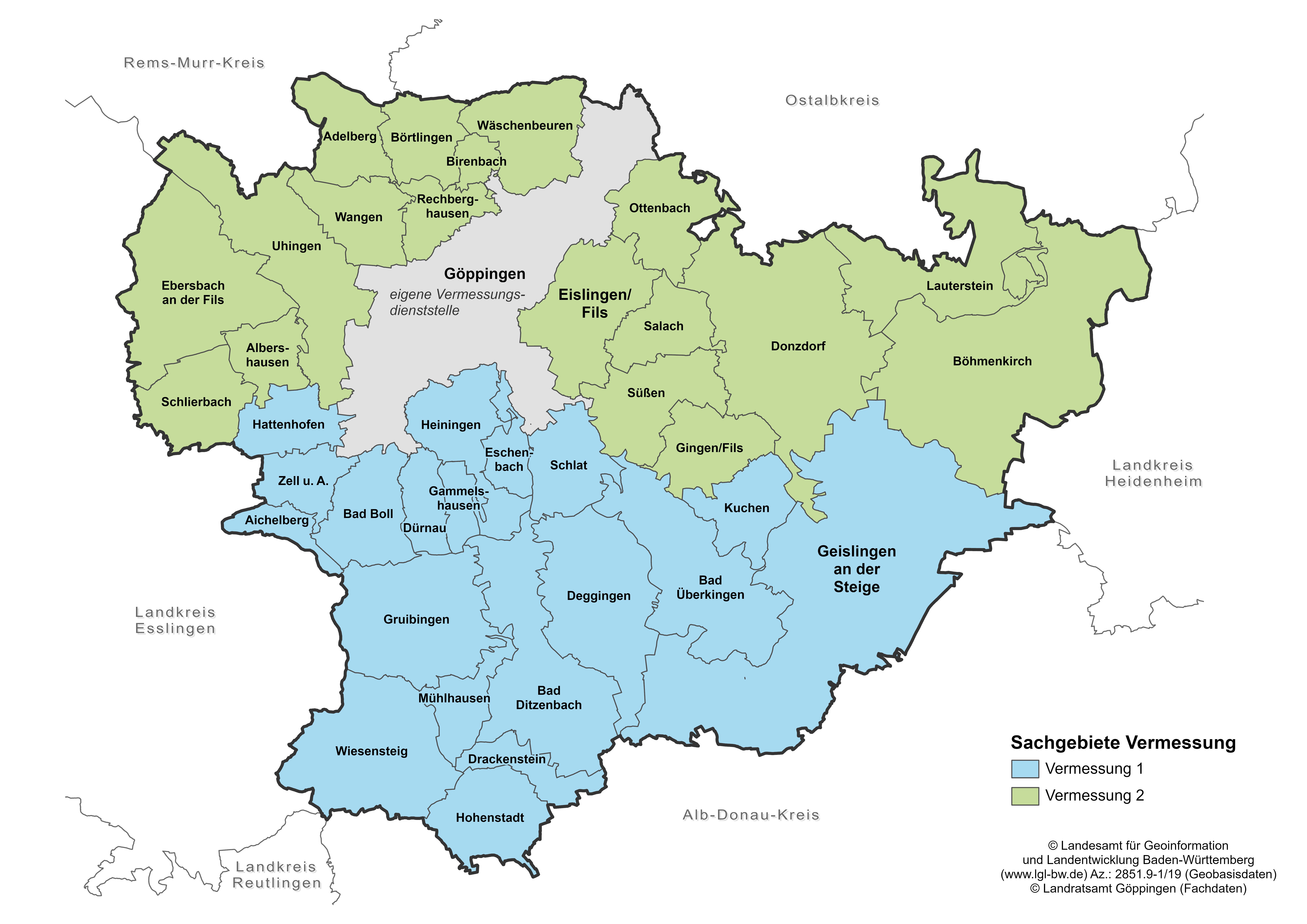 Sachgebietskarte der Abteilung Vermessung