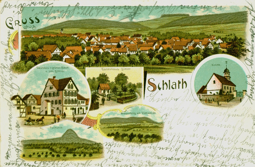 Postkarte mit Ortsansicht von Schlat um 1909 (Bestand S 11 Nr. 5598)