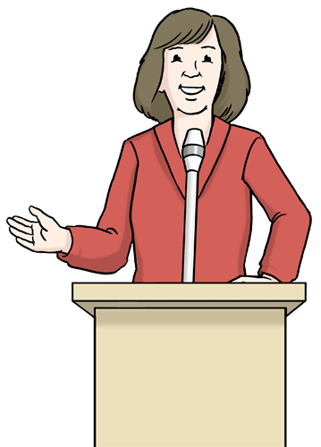 Eine Frau h&auml;lt einen Vortrag.