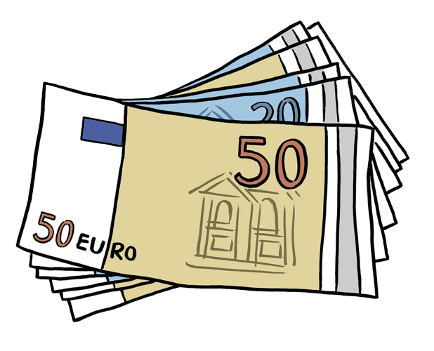 Mehrere 50- und 20-Euro-Geldscheine liegen &uuml;bereinander