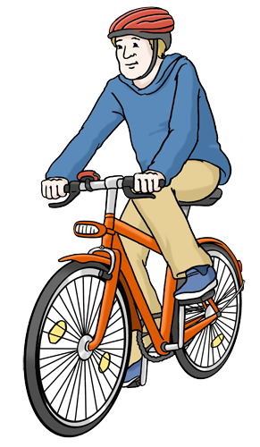 ein Mann f&auml;hrt auf einem Fahrrad