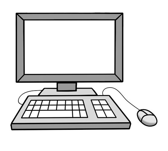ein Computer mit Tastaur, Maus und Bildschirm